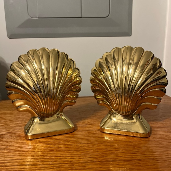 Vintage brass seashell bookends - Picture 3 of 5